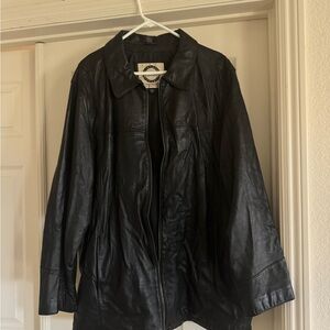 Vintage Men Genuine Leather Wilson M. Julian Black Full Zip Insulated Jacket XL